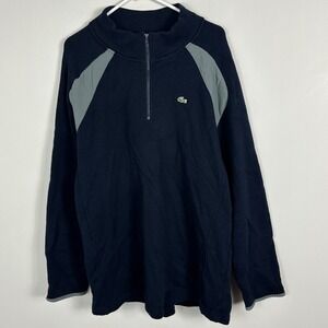 Lacoste Navy Blue Quarter Zip Wool Blend Sweater Mens Size 8 / XXL Knit Pullover